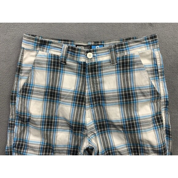 Southpole Bermuda Shorts Mens Size 34X13 Blue Black White Checked Slash Pockets - Picture 8 of 15